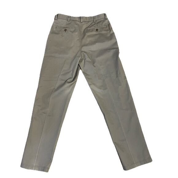 LL Bean Double L Wrinkle Free Chinos Classic Fit Plain Front Green Mens 32x32 - Picture 6 of 7